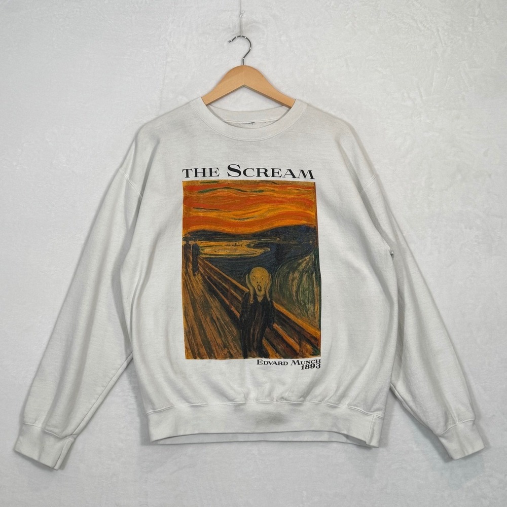 White The Scream Edvard Munch Art Graphic Sweatshirt Large